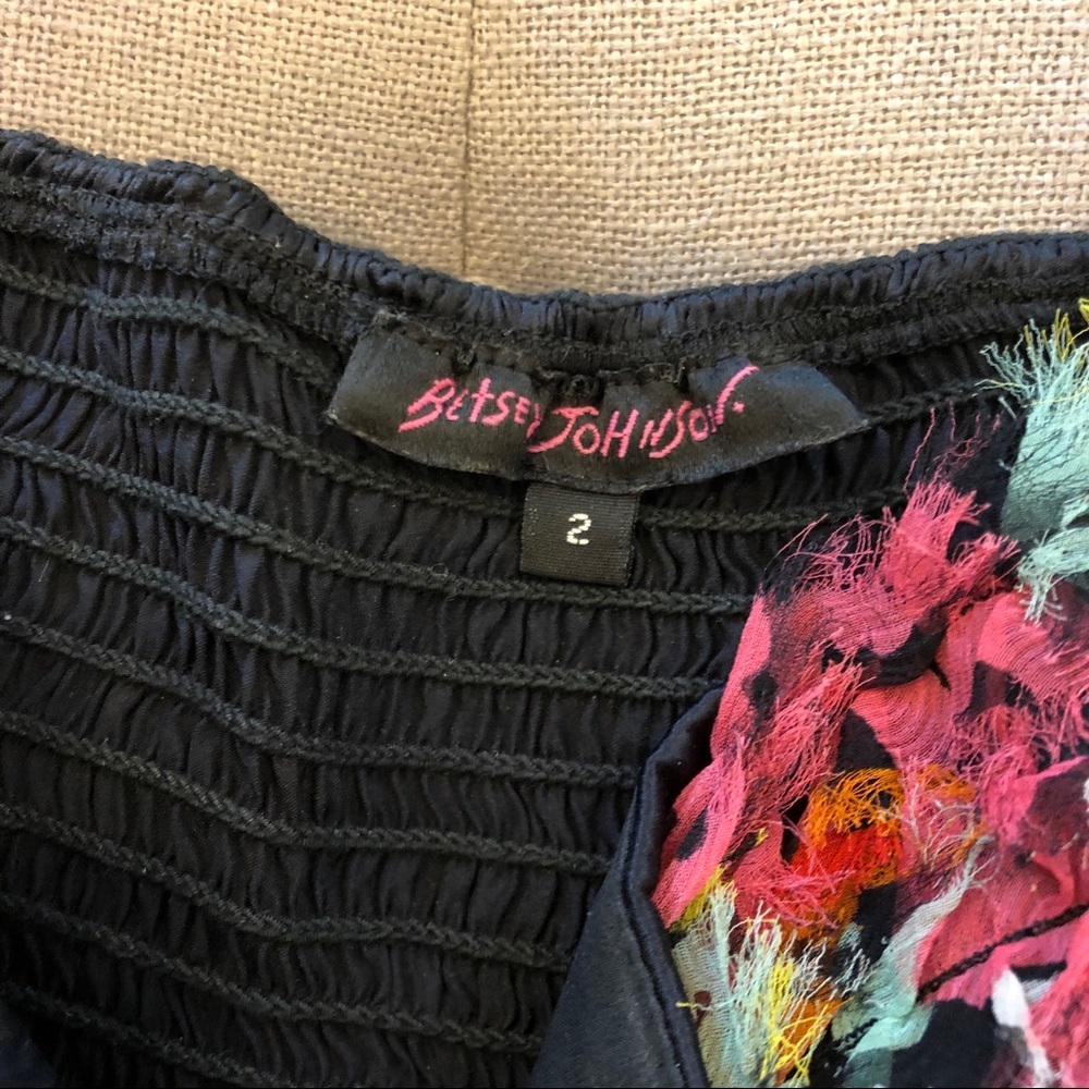 Betsey Johnson Floral Strapless Dress Sz 2 - Picture 3 of 6